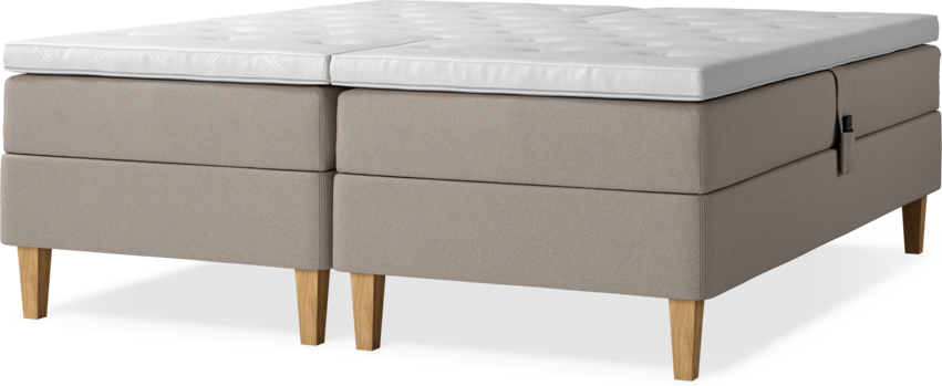 Delux Sense - Ställbar säng, dubbelsäng med bäddmadrass - Beige