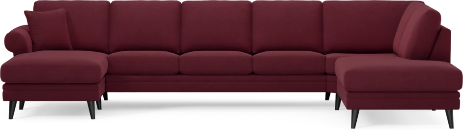 Eden - 3-sits soffa med schäslong vänster och divan höger - Röd