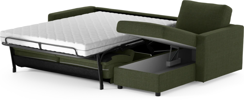 Lindö - Bäddsoffa 2,5-sits med schäslong, vändbar - Grön