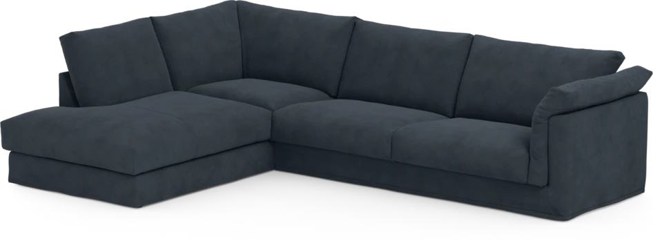 Cherrie - 3-sits soffa med divan vänster, med kappa - Blå