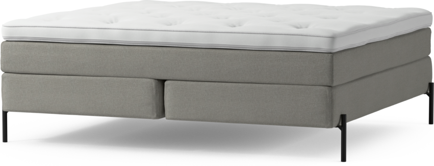 Delux Sense - Kontinentalsäng, dubbelsäng med bäddmadrass och sängben - Grå