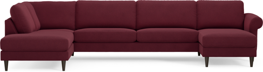 Bridge - 3-sits soffa med divan vänster och schäslong höger - Röd