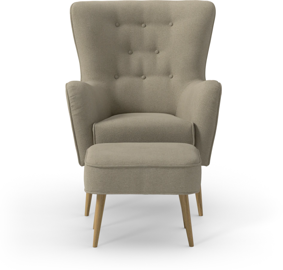 Cordelia - Fåtölj med fotpall - Beige