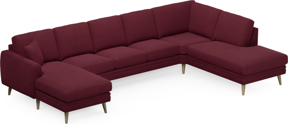 Eden - 3-sits soffa med schäslong vänster och divan höger - Röd