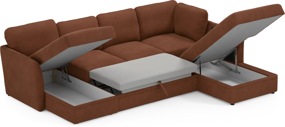 Öland - Bäddsoffa med schäslong vänster och divan höger - Orange