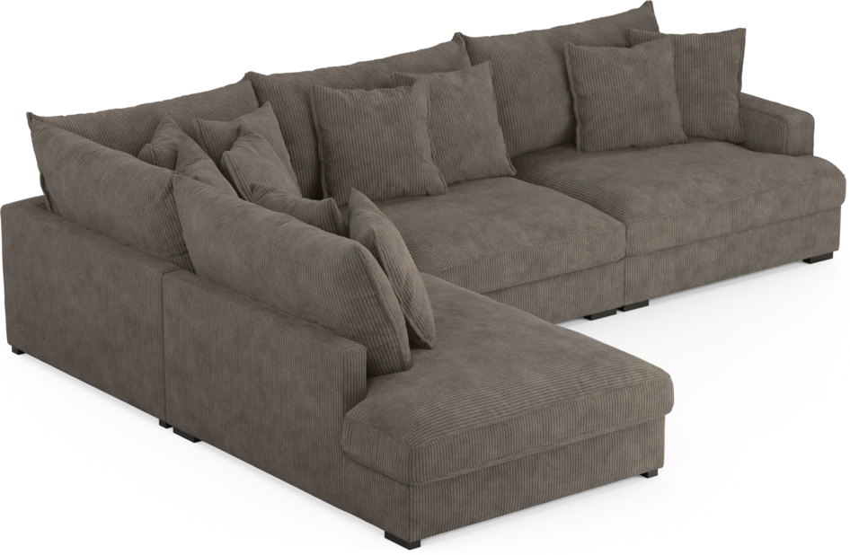 Rossi - 3-sits soffa med divan vänster - Brun