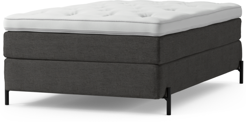 Delux Sense - Kontinentalsäng, enkelsäng 120 cm med bäddmadrass och sängben - Grå