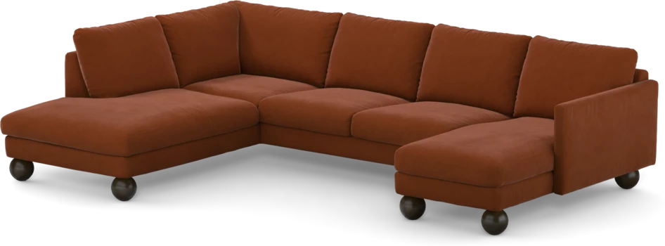 Madison - 2-sits soffa med divan vänster och schäslong höger - Röd