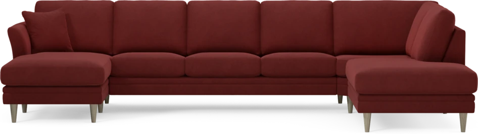 Eden - 3-sits soffa med schäslong vänster och divan höger - Röd