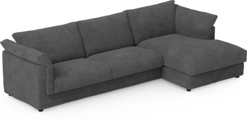 Cherrie - 3-sits soffa med schäslong höger, med kappa - Grön