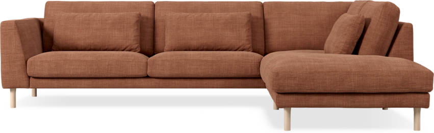 Willow - 3-sits soffa med divan höger, fast klädsel - Röd