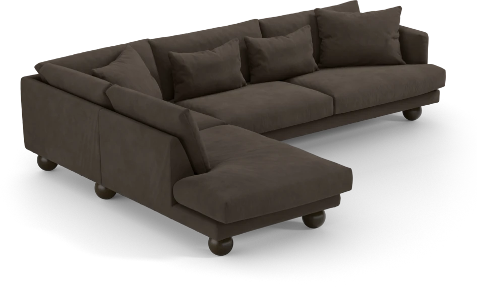 Harper - 3-sits soffa med divan vänster - Brun