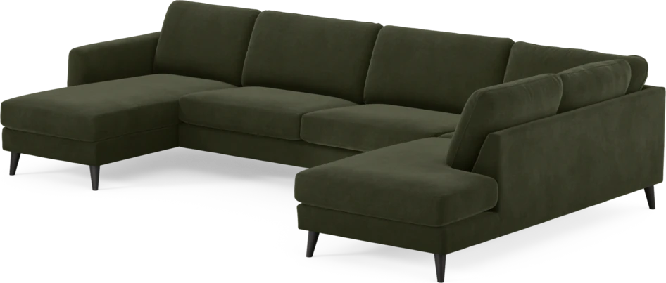 Bridge - 3-sits soffa med schäslong vänster och divan höger - Grön
