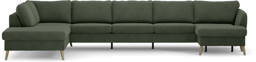 County - 4-sits soffa med divan vänster och schäslong höger - Grön