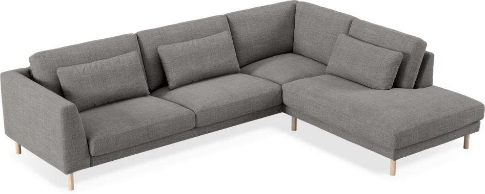 Willow - 3-sits soffa med divan höger, fast klädsel - Grå
