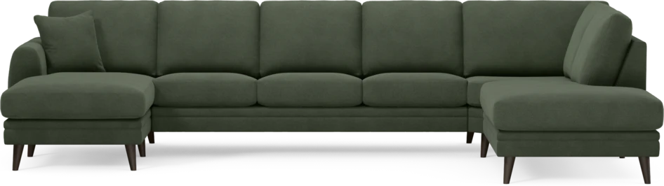 Eden - 3-sits soffa med schäslong vänster och divan höger - Grön
