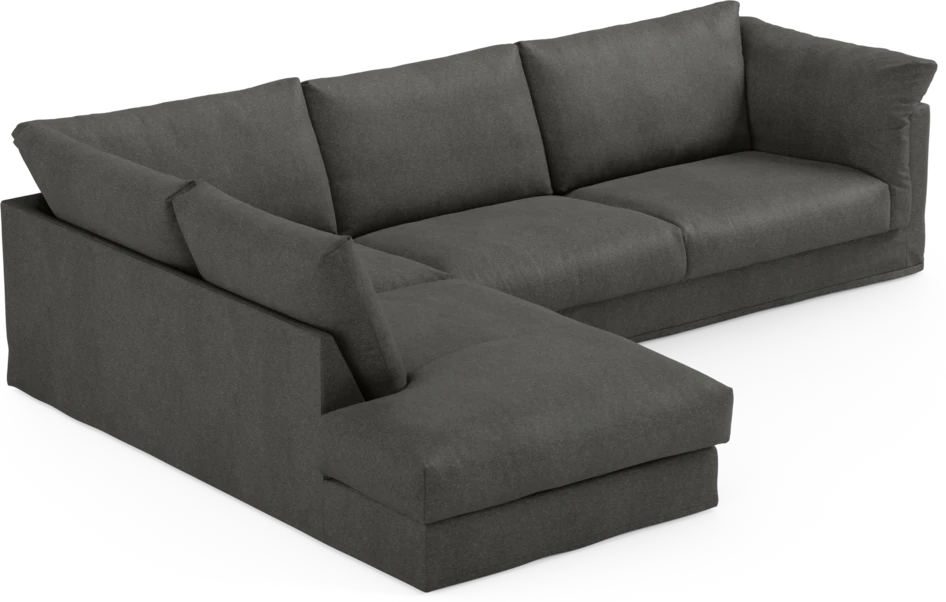 Cherrie - 3-sits soffa med divan vänster, med kappa - Grå