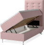 New York - Förvaringssäng, enkelsäng med bäddmadrass, sängben och sänggavel trensad - Rosa