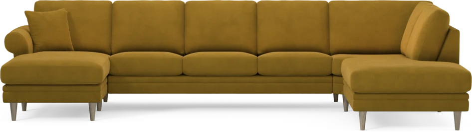 Eden - 3-sits soffa med schäslong vänster och divan höger - Gul