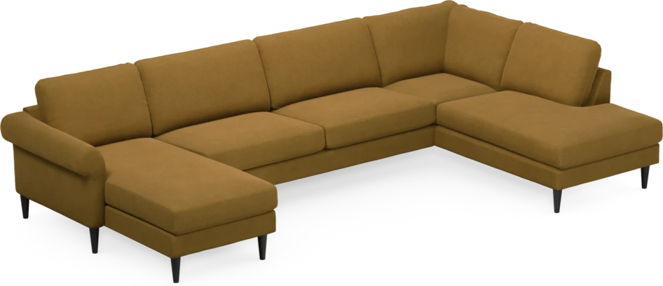 Bridge - 3-sits soffa med schäslong vänster och divan höger - Gul