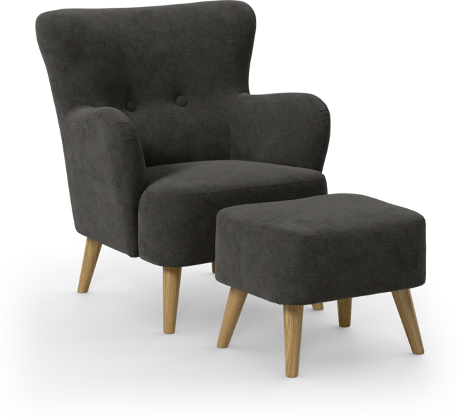 Timmy - Fåtölj med fotpall - Grå