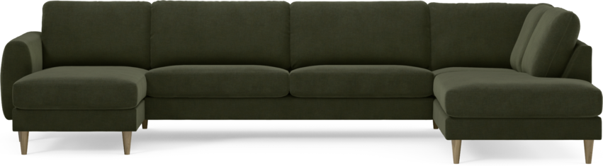 Bridge - 3-sits soffa med schäslong vänster och divan höger - Grön