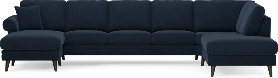 Eden - 3-sits soffa med schäslong vänster och divan höger - Blå
