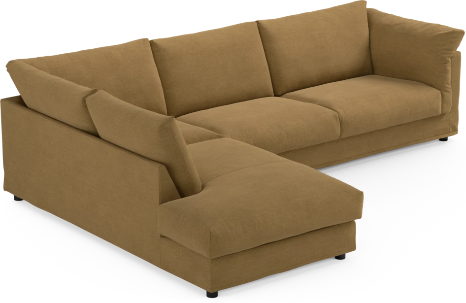 Cherrie - 3-sits soffa med divan vänster, med kappa - Gul