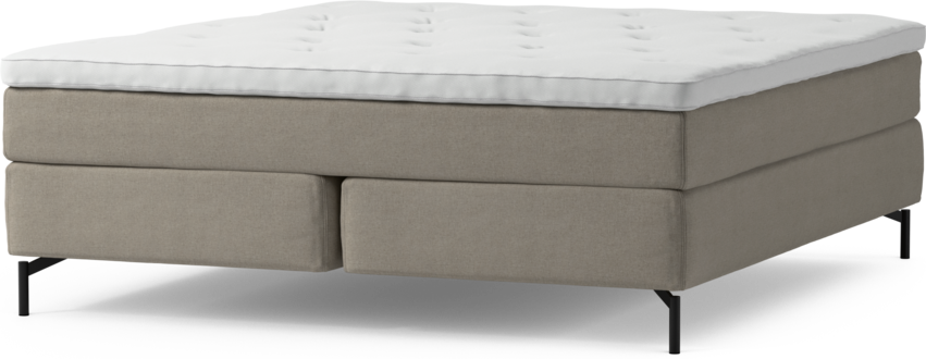 Delux Sense - Kontinentalsäng, dubbelsäng med bäddmadrass och sängben - Beige