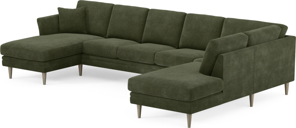 Eden - 3-sits soffa med schäslong vänster och divan höger - Grön