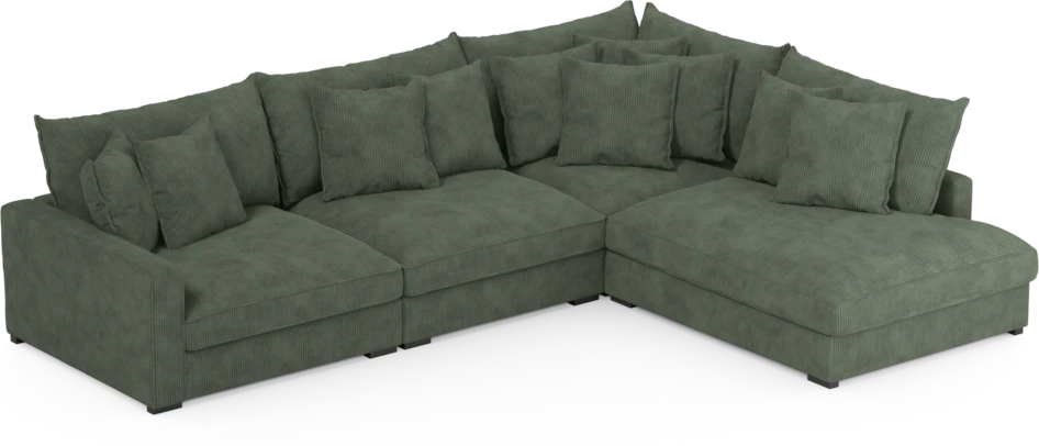 Rossi - 3-sits soffa med divan höger - Grön