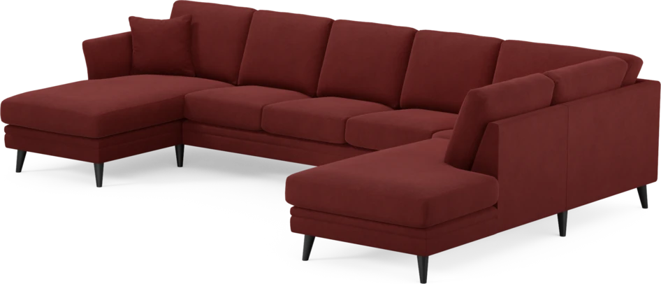 Eden - 3-sits soffa med schäslong vänster och divan höger - Röd
