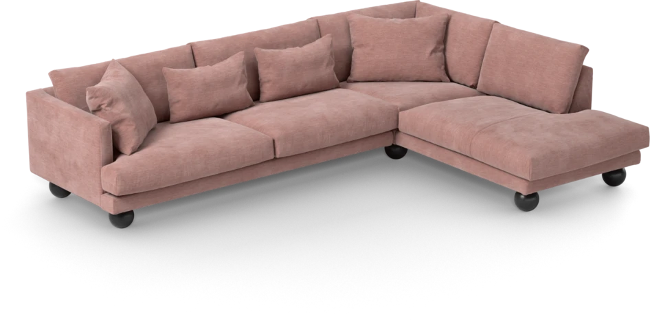 Harper - 3-sits soffa med divan höger - Rosa