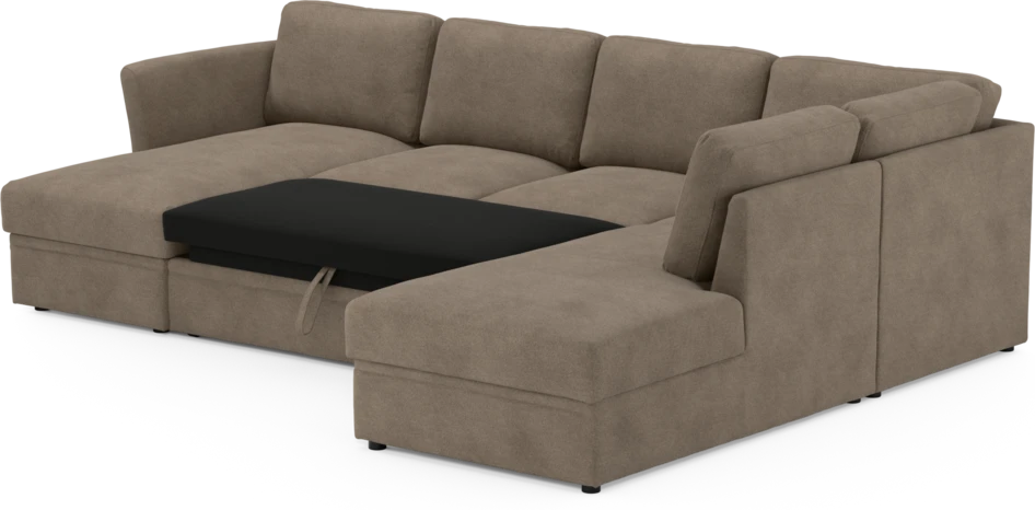 Öland - Bäddsoffa med schäslong vänster och divan höger - Brun
