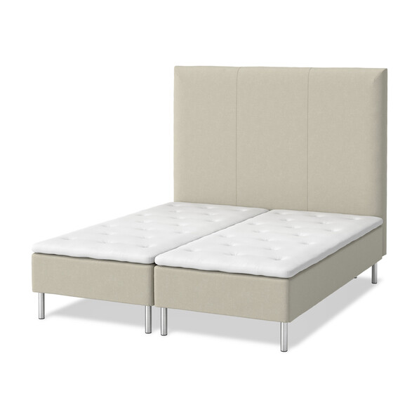 Roma - Ramsäng, dubbelsäng med bäddmadrass vit och sänggavel rak - Beige