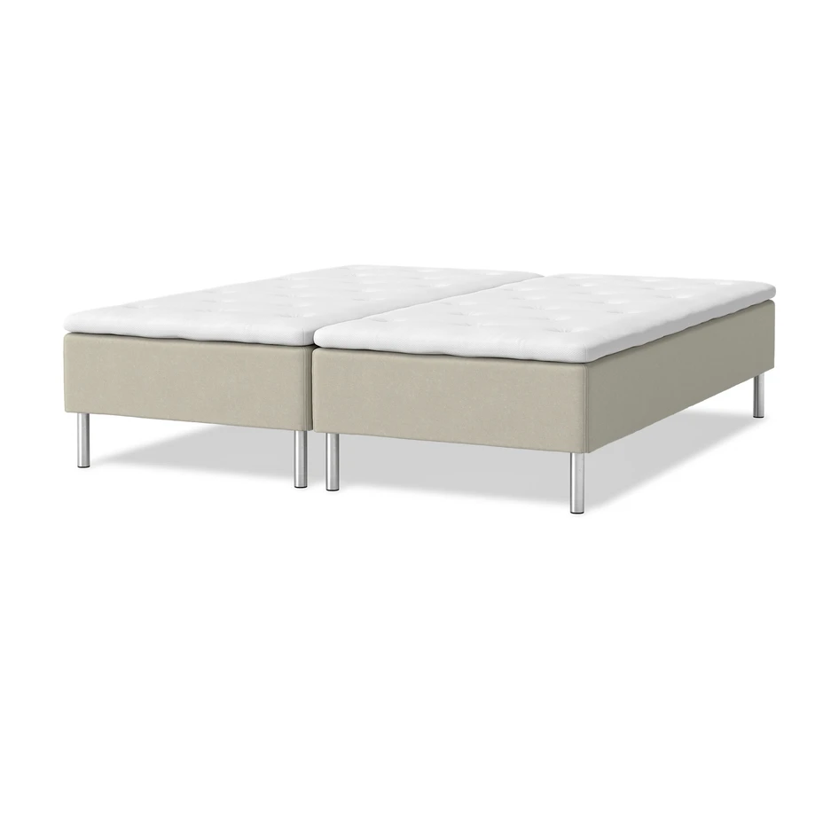 Roma - Ramsäng, dubbelsäng med bäddmadrass vit  - Beige