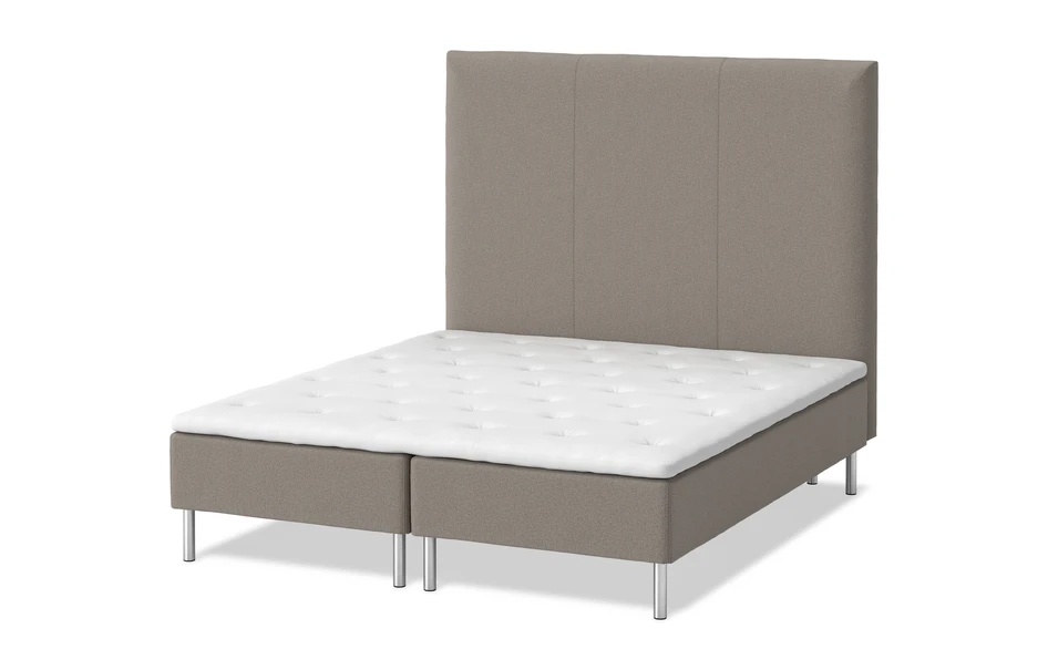 Roma - Ramsäng, dubbelsäng med bäddmadrass vit och sänggavel rak - Brun