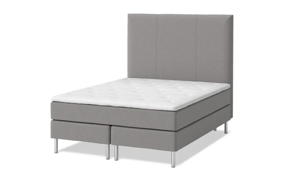 Roma - Kontinentalsäng, dubbelsäng med bäddmadrass vit och sänggavel rak - Grå