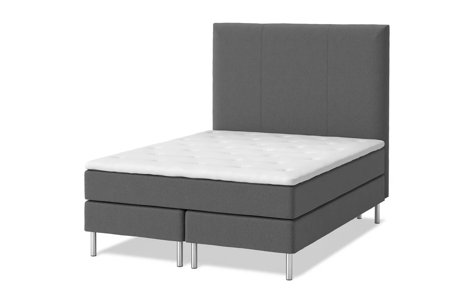 Roma - Kontinentalsäng, dubbelsäng med bäddmadrass vit och sänggavel rak - Grå
