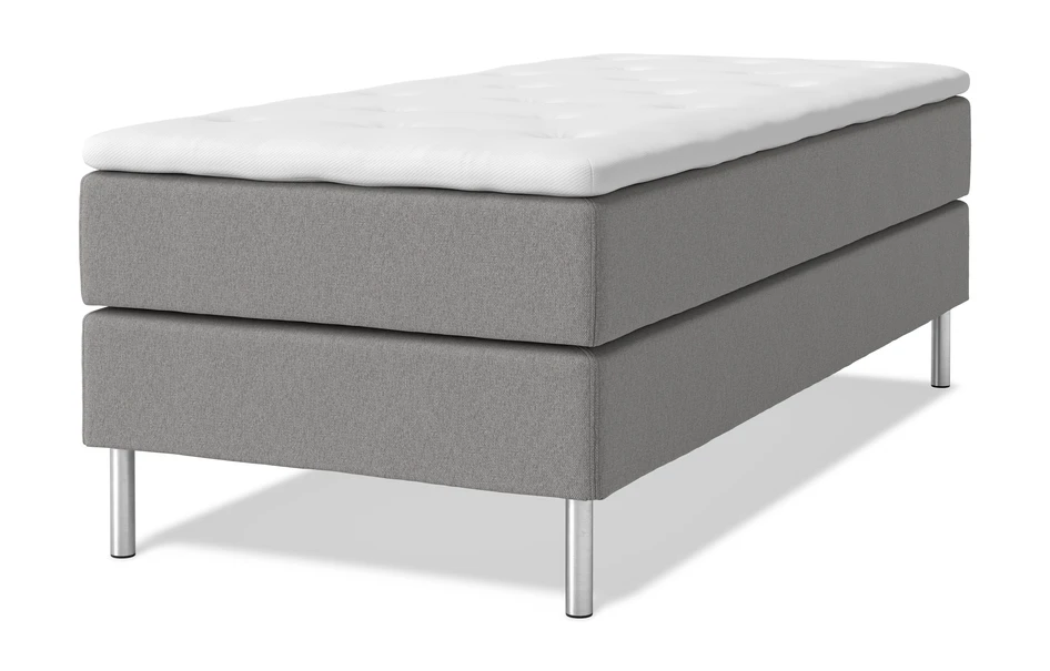 Roma - Kontinentalsäng, enkelsäng med bäddmadrass vit - Grå