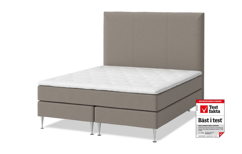 Roma Supreme - Kontinentalsäng, dubbelsäng med bäddmadrass och sänggavel - Brun