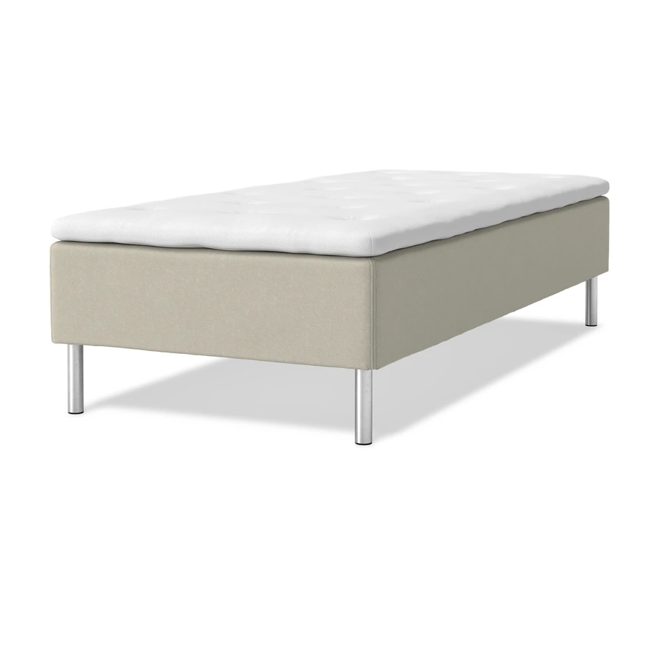 Roma - Ramsäng, enkelsäng med bäddmadrass vit  - Beige