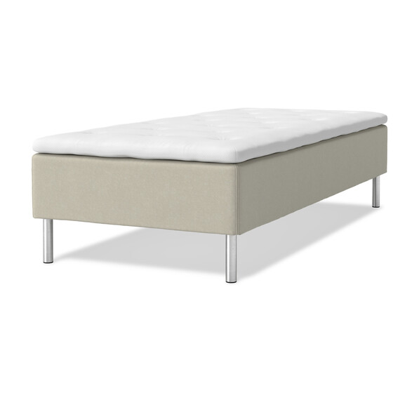 Roma - Ramsäng, enkelsäng med bäddmadrass vit - Beige
