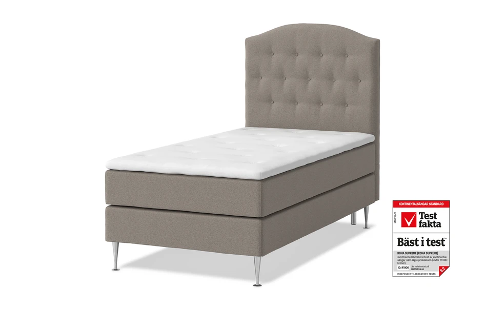 Roma Supreme - Kontinentalsäng, enkelsäng med bäddmadrass och sänggavel - Brun