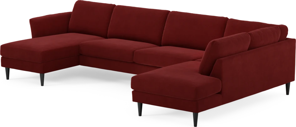 Bridge - 3-sits soffa med schäslong vänster och divan höger - Röd