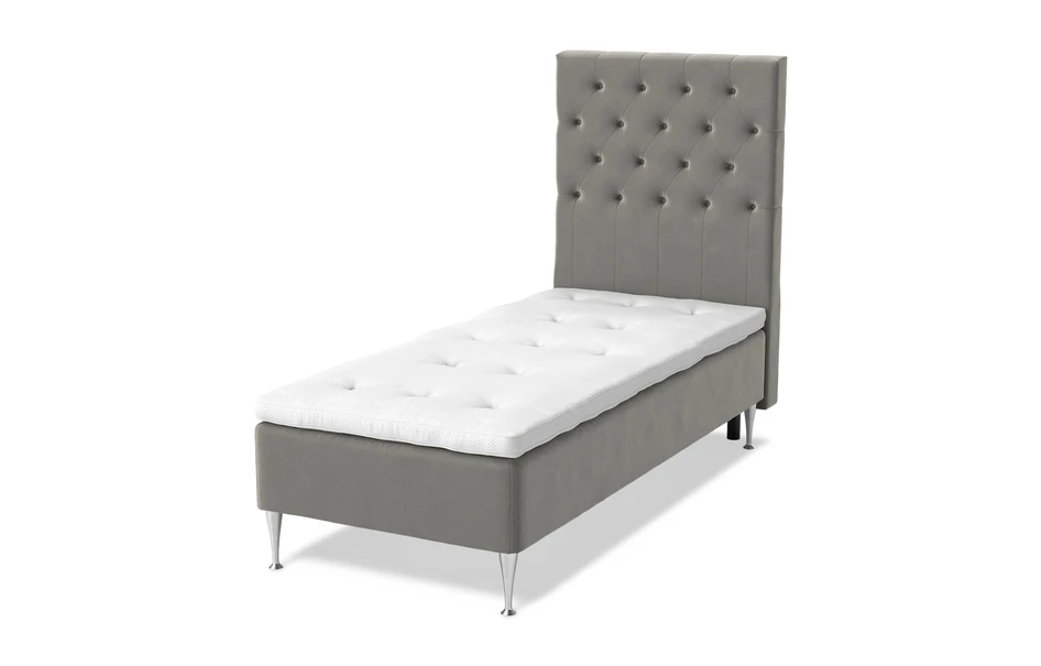 Sense Delux - Ramsäng, enkelsäng med bäddmadrass Sleep Delux vit - Grå