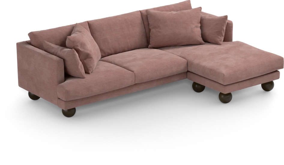 Harper - 4-sits med schäslong höger  - Rosa