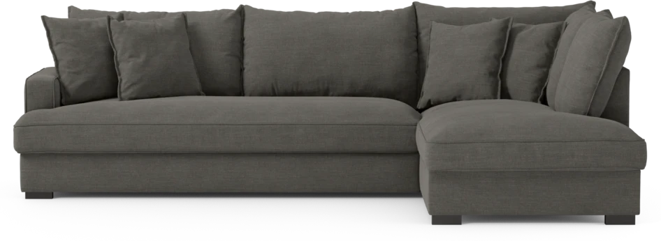 Mila - 3-sits soffa med divan höger, hel dyna - Grå