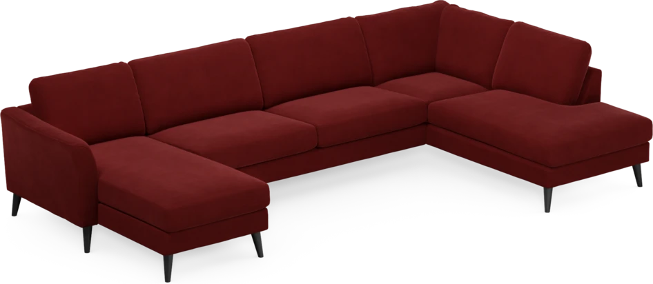 Bridge - 3-sits soffa med schäslong vänster och divan höger - Röd
