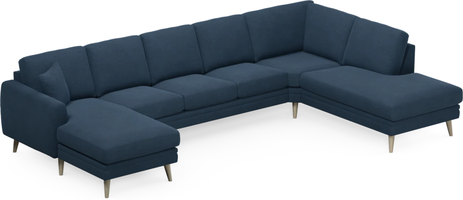 Eden - 3-sits soffa med schäslong vänster och divan höger - Blå